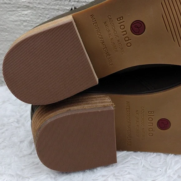 Blondo Empeigne Cuir Green Suede Leather Almond Toe Chunky Heel Ankle Boot NWT - Picture 11 of 16